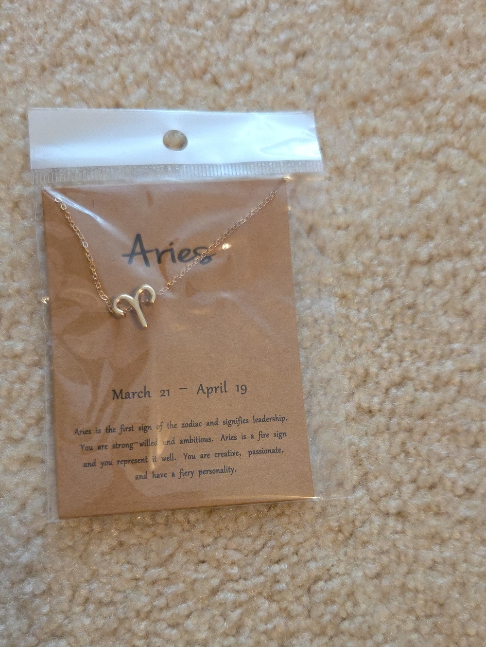 Aries Zodiac Pendant Necklace - Gold